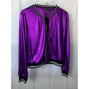 NEW Allegra K Dance Jacket Womens Medium Shiny Metallic Pink LRD1-2
